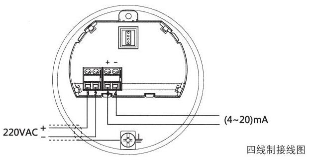 高溫喇叭天線雷達物位計接線圖(四線制)